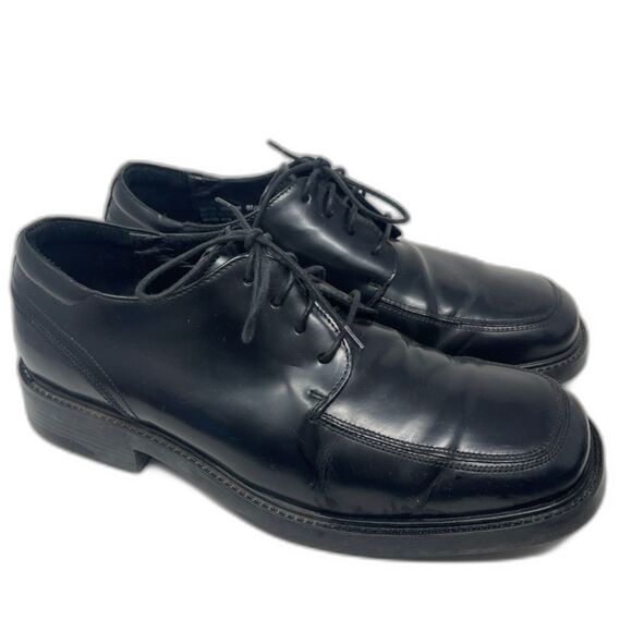 Bostonian Black Lace Up Leather Shoes Square Toe Made in Italy 4822.1 Mens 10.5M - Picture 3 of 10